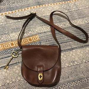 Fossil Leather Saddle Crossbody Purse